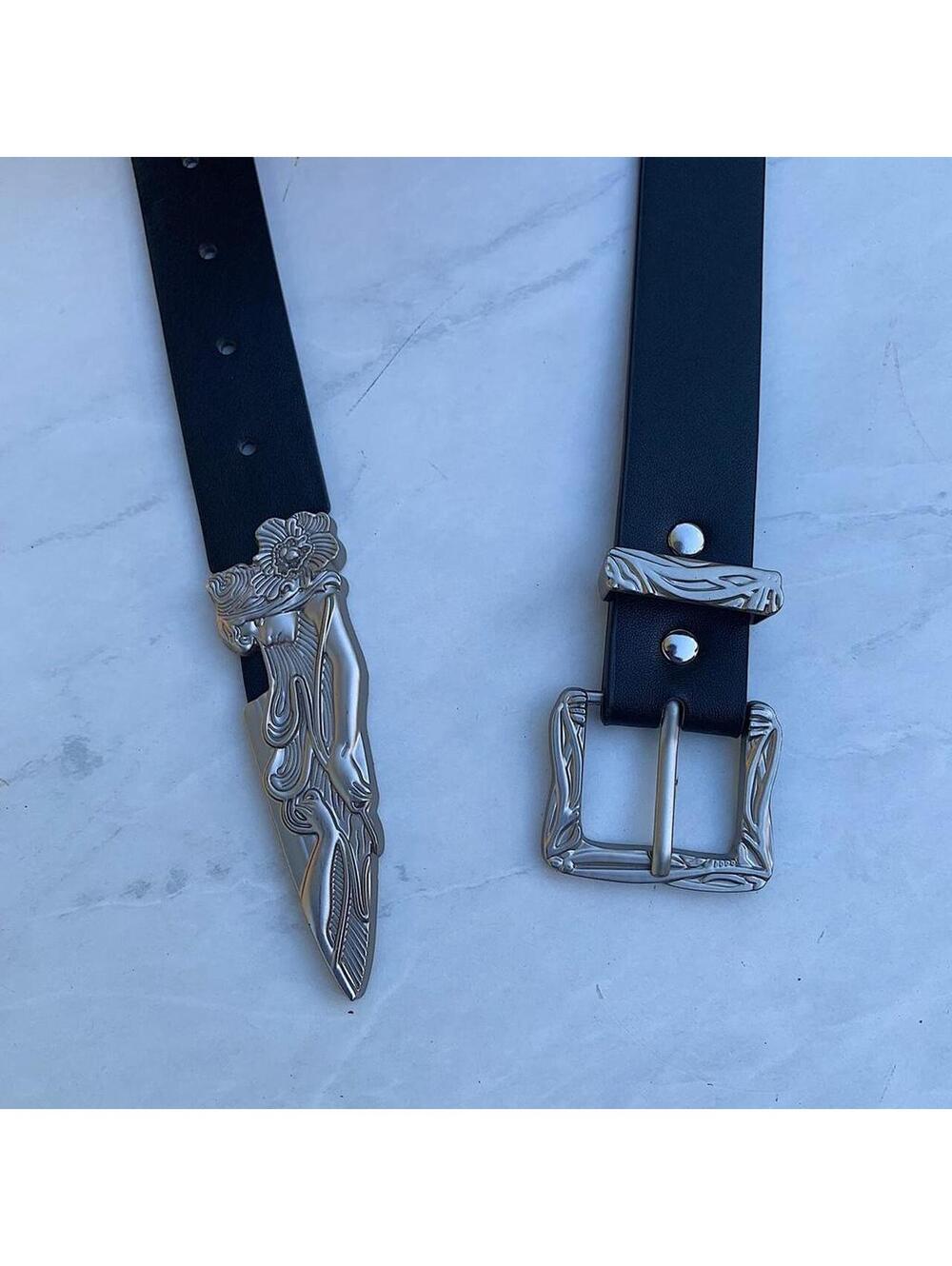 Mermaid angel black and silver belt. Very cool unique belt. Y2k style. 40